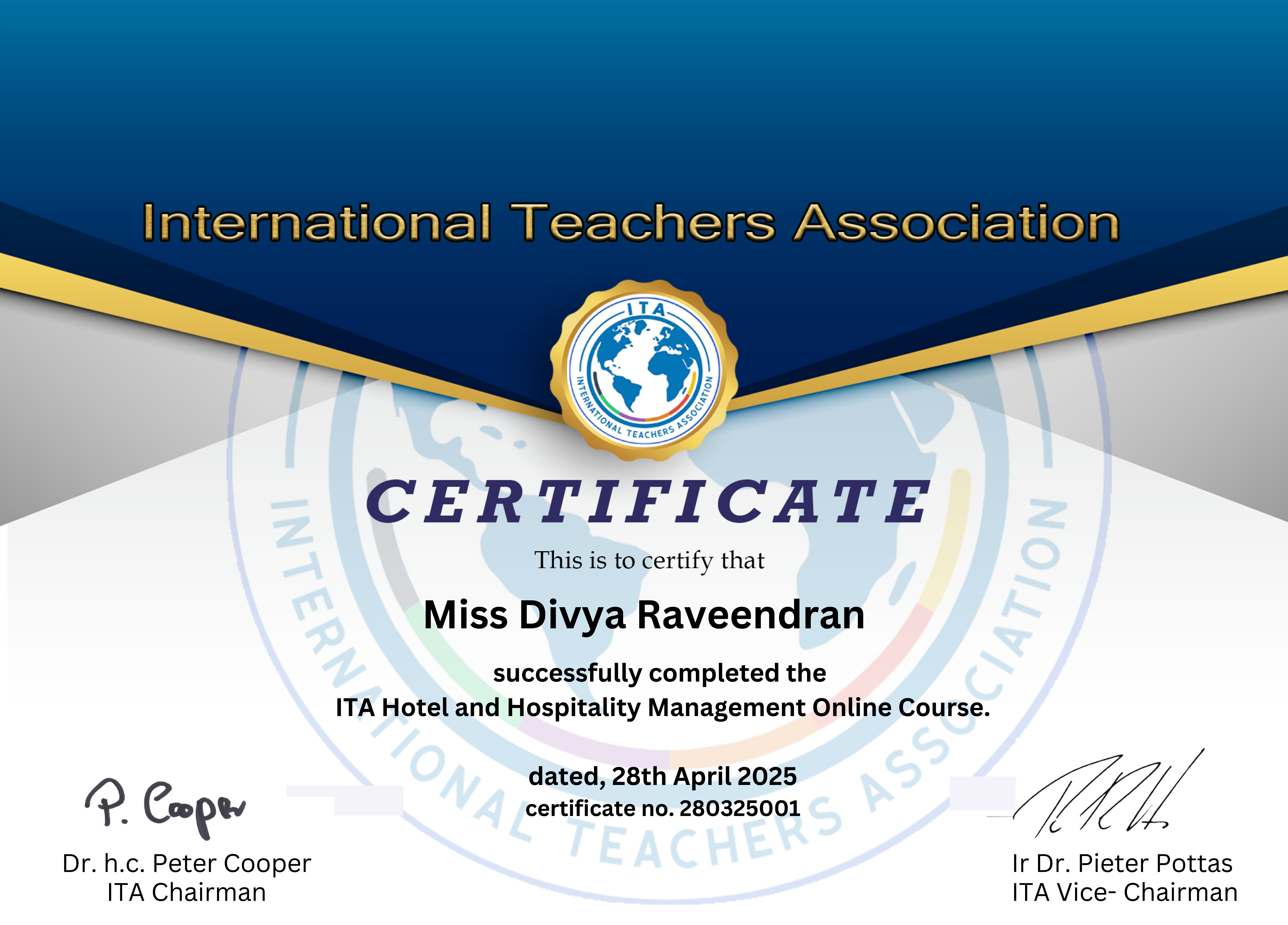ITA Hotel and Hospitality Management Online Course